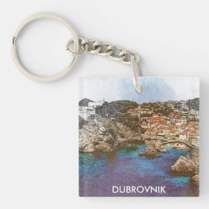 Porte-clés Style Dubrovnik Croatie Voyage Vue côtière