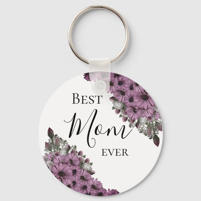 Porte-clés Stylé Floral Meilleure Maman Jamais (Recto)