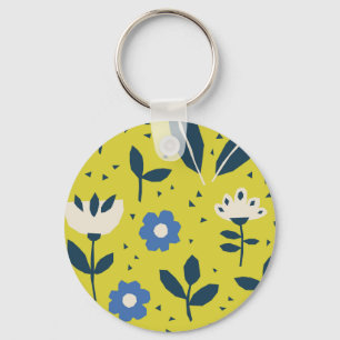 Porte-clés Style scandinave, motif sans couture fleurie.