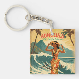 Porte-clés Style vintage Hawaiian Travel Honolulu Mid-Pacific