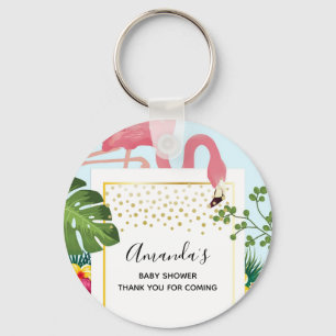 Porte-clés Stylish Pink Flamingo Baby Shower