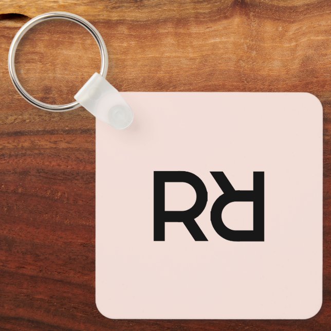 Porte-clés Stylish rose moderne Girly Monogramme Initial Luxe (Recto)