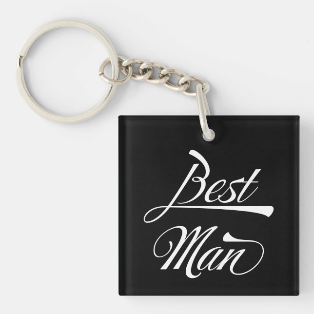 Porte-clés Stylisme noir typographie Best Man Groomsmen (Devant)