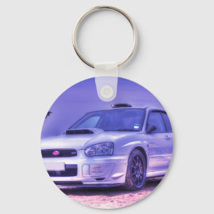 Porte-clés Subaru Impreza WRX STi Spécifications C en blanc
