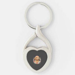 Porte-clés Sublimation ronde de chien floral