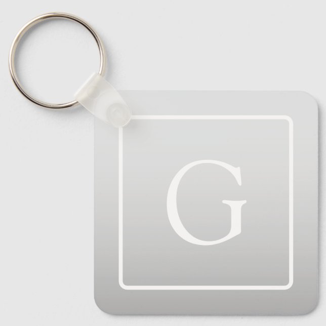 Porte-clés Subtil Gray Gradient Nom de famille Monogramme (Recto)