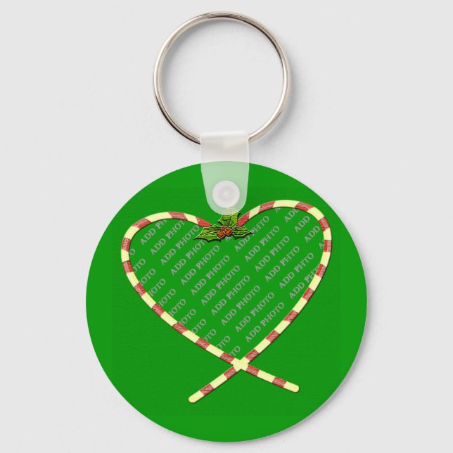 Porte-clés Sucre de canne Coeur de votre photo (Recto)