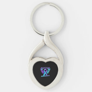 Porte-clés Suicide Awareness Wings And Ribbon Suicide Prevent