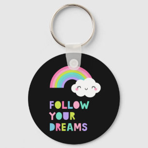 Porte-clés Suivez vos rêves Cute Rainbow Cloud