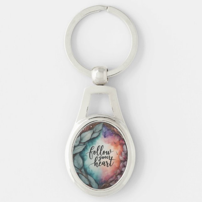 Porte-clés Suivez votre coeur - Porte - clé ovale (Devant)