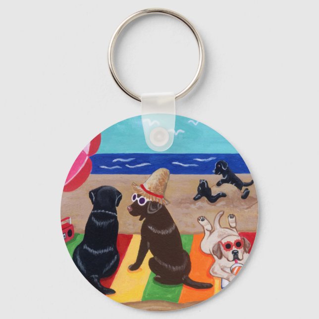 Porte-clés Summer Breeze Labradors Peinture (Recto)