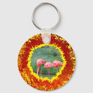 Porte-clés Sun explosion jaune orange photo et monogramme