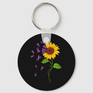 Porte-clés Sunflower Purple Ribbon Fibromyalgie Sensibilisati