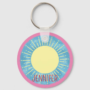 Porte-clés Sunshine Jaune Dans Ciel Bleu Nom Personnalisé