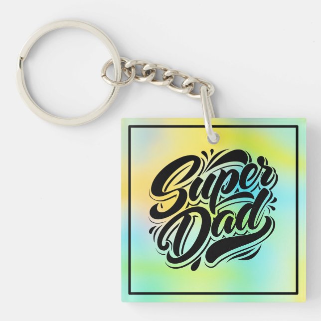 Porte-clés Super Dad Hero Typography Design-67888 (Devant)