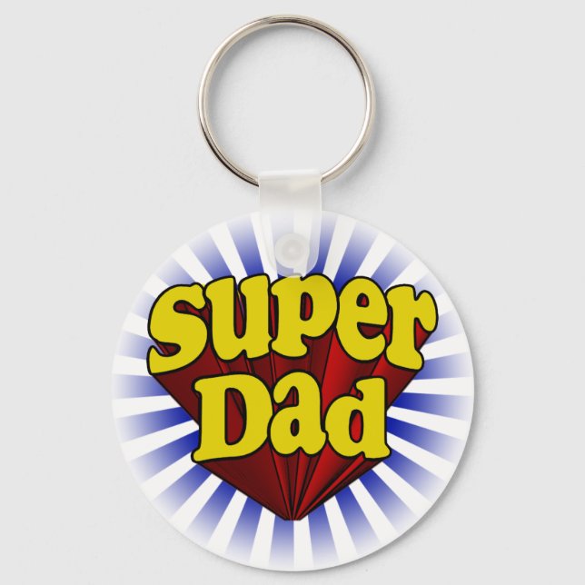 Porte-clés Super Papa, Superhero rouge/jaune/bleu (Recto)
