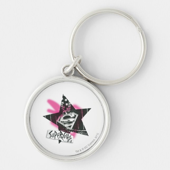Porte-clés Supergirl Pink Spray Star Peinture (Devant)