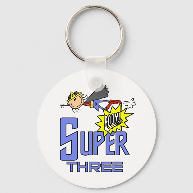 Porte-clés Superhero Girl 3e Anniversaire Tshirts et cadeaux (Recto)