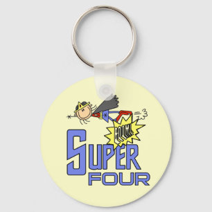 Porte-clés Superhero Girl 4th Birthday Tshirts et cadeaux