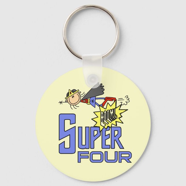 Porte-clés Superhero Girl 4th Birthday Tshirts et cadeaux (Recto)