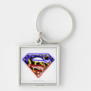 Porte-clés Superman S-Shield   Logo Graffiti rouge violet