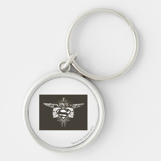 Porte-clés Superman Stylisé | Logo des crânes foncés (Devant)