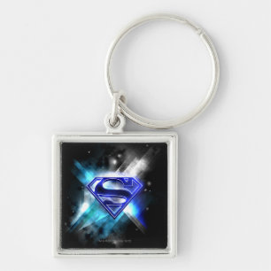 Porte-clés Superman Stylisé   Logo en cristal bleu blanc