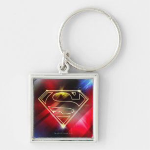 Porte-clés Superman Stylisé   Logo en plan jaune brillant
