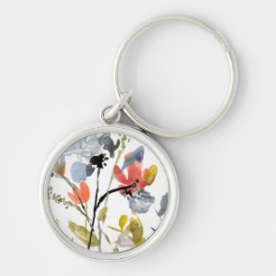 Porte-clés Superposition de fleurs - Aquarelle Fleurs et tige