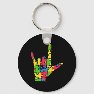 Porte-clés Support Autism Love Sign Language