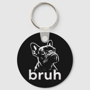 Porte-clés Sur le dos frère drôle de mème de bouledogue franç