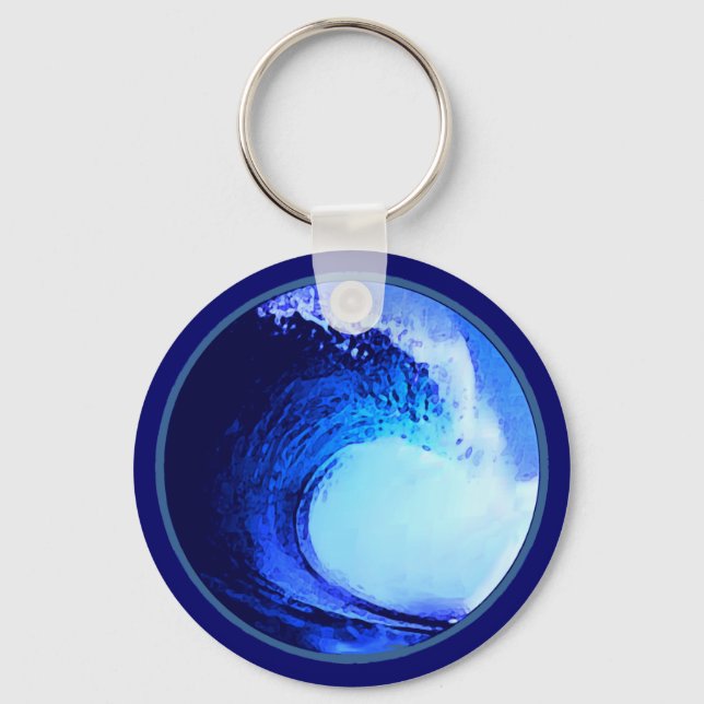 Porte-clés surf cool bleu vague (Recto)