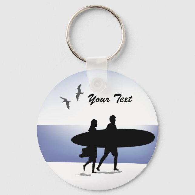 Porte-clés Surf Couple sur la plage Porte - clé (Recto)