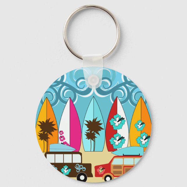 Porte-clés Surfboards Beach Bum Surfing Hippie Vans (Recto)