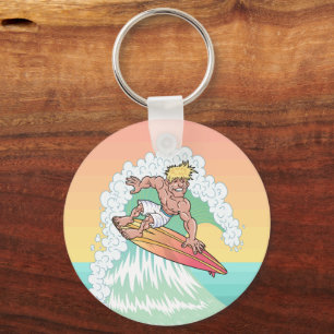 Porte-clés Surfeur de coucher de soleil cool