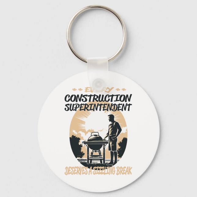 Porte-clés Surintendant De La Construction Funny Bbq Chef Ou  (Recto)