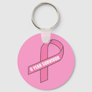 Porte-clés Survivant de 6 ans (Cancer du sein - Ruban rose)