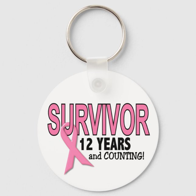 Porte-clés SURVIVANT DU CANCER DU SEIN 12 ans et dénombrement (Recto)