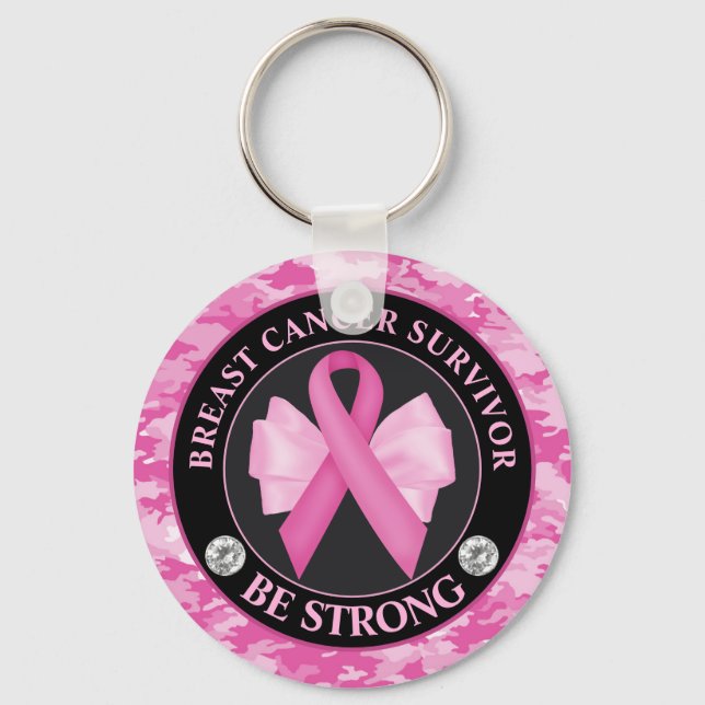 Porte-clés Survivant du Ruban de sensibilisation au cancer du (Recto)
