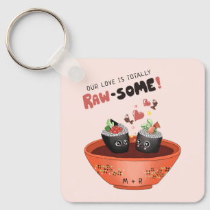 Porte-clés Sushi Kawaii rose mignon dans l'amour Saint Valent