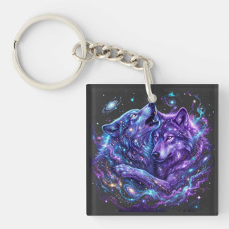 Porte-clés Sweat à capuche Loup de la Galaxie Mystique – Art