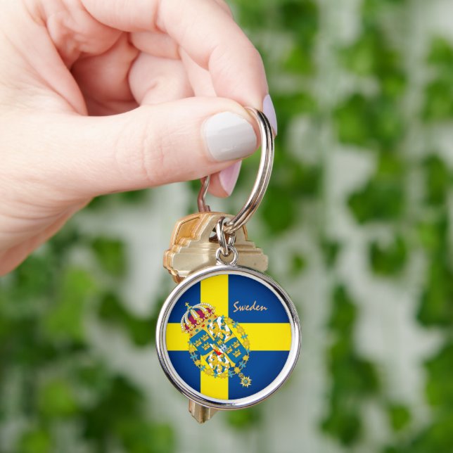 Porte-clés Swedish flag, emblem & Sweden holiday / sports key (main)