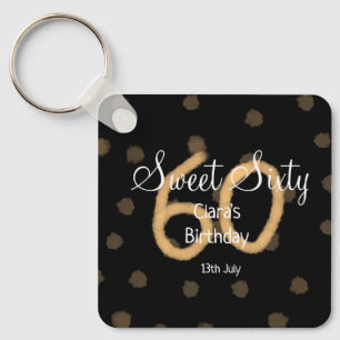 Porte-clés Sweet Soixante ajouter nom date anniversaire Polka