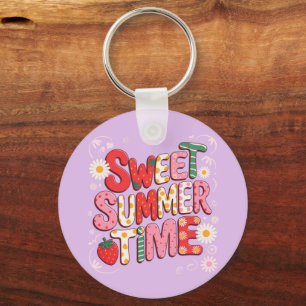 Porte-clés Sweet Summer Time Coquette Strawberry Retro Beach