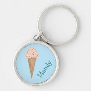 Porte-clés Sweet Treat Pink Ice Cream Cone Sprinkles CUSTOM