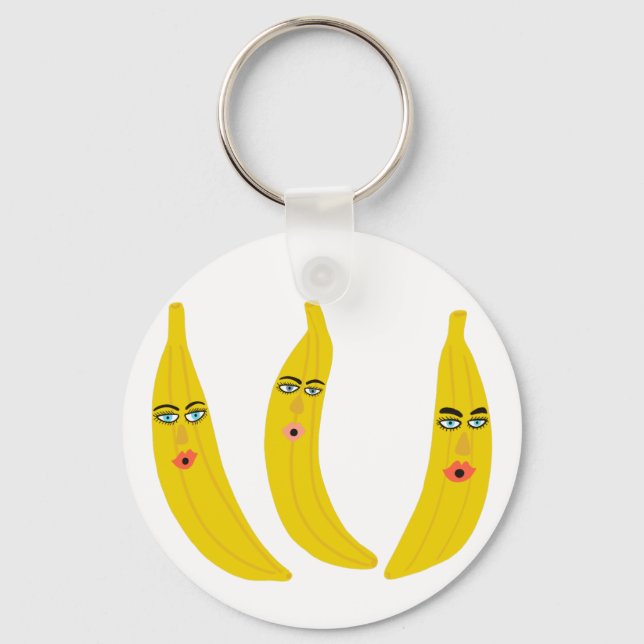 Porte-clés Sweet Whimsical Banana Trio Fruity Fun (Recto)