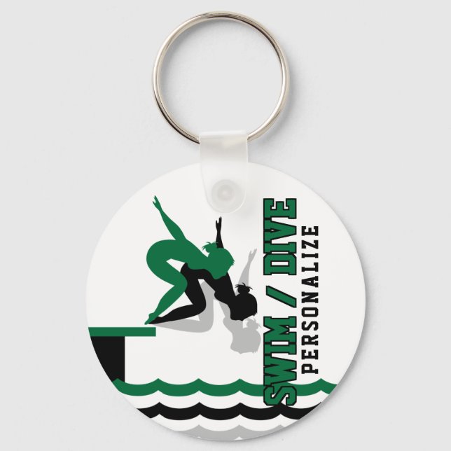 Porte-clés Swim Dive Team - Vert et Noir (Recto)
