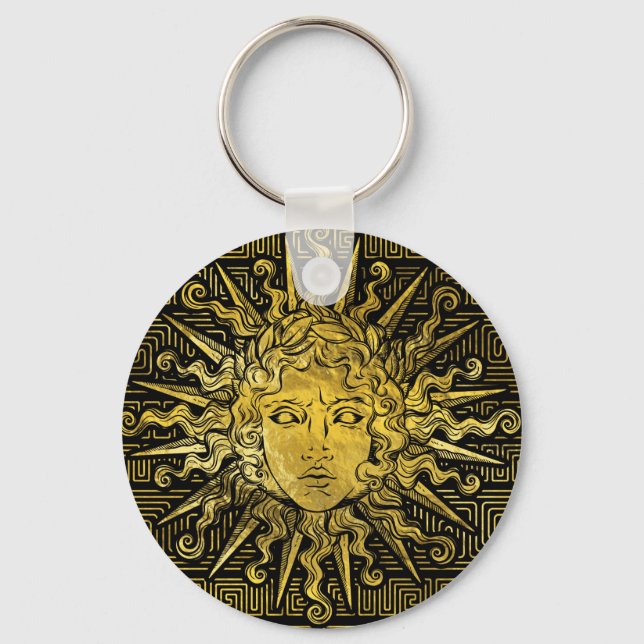 Porte-clés Symbole apollo Sun sur le Motif de clé grecque (Recto)