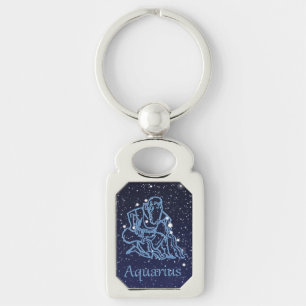 Porte-clés Symbole Aquarius Constellation et Zodiaque avec é
