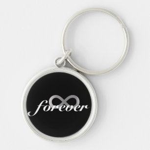 Porte-clés Symbole argenté d'infini avec le mot pour toujours